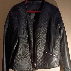City Chic Black Quilted Leather Jacket